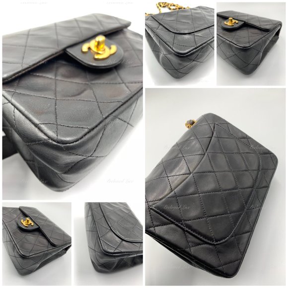 Authentic CHANEL Classic Lambskin Chain Mini Square Flap Bag black in Gold Hardw - Picture 11 of 17